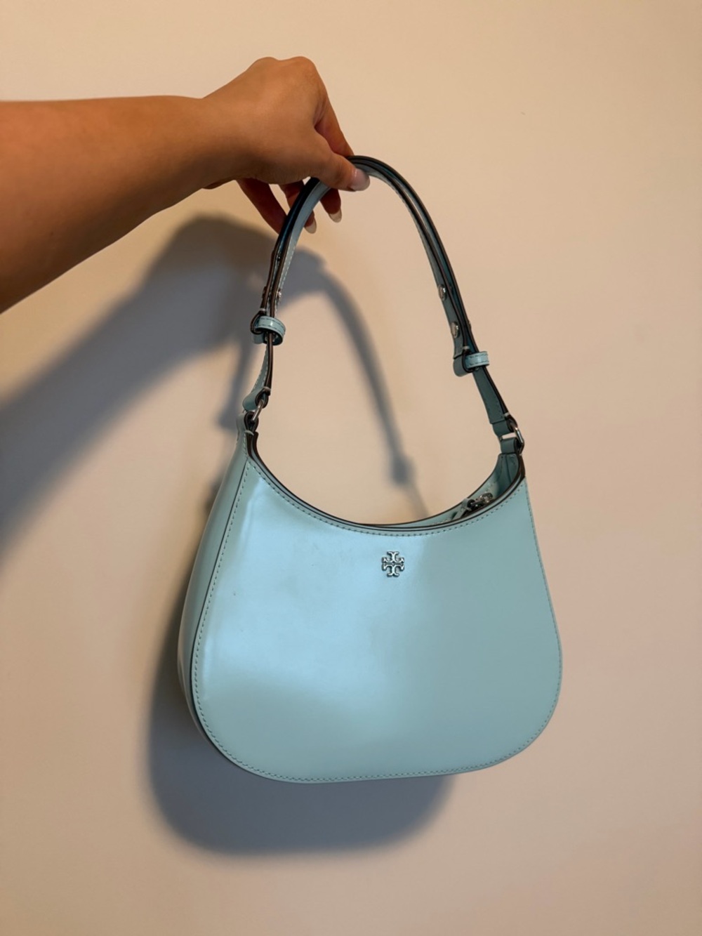 Tory Burch Pastel Blue Leather Hobo Shoulder Bag